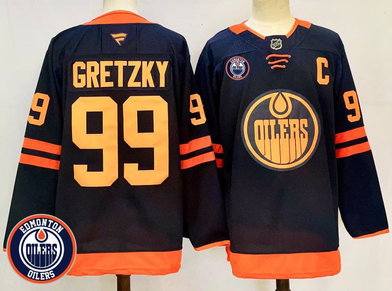 Men Edmonton Oilers 99 Gretzky Black Fanatics 2025 NHL Jersey style 1